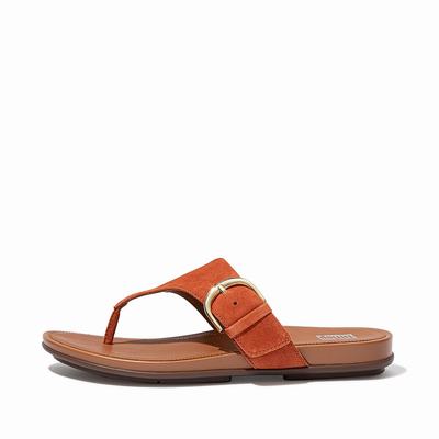 Fitflop Gracie Buckle Suede Toe-Post - Sandalen Damen - Braun (JUO732640)